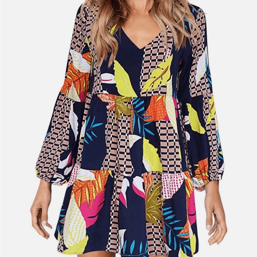 👗Host Pick👗 Colorful Patchwork Long Sleeve Dress